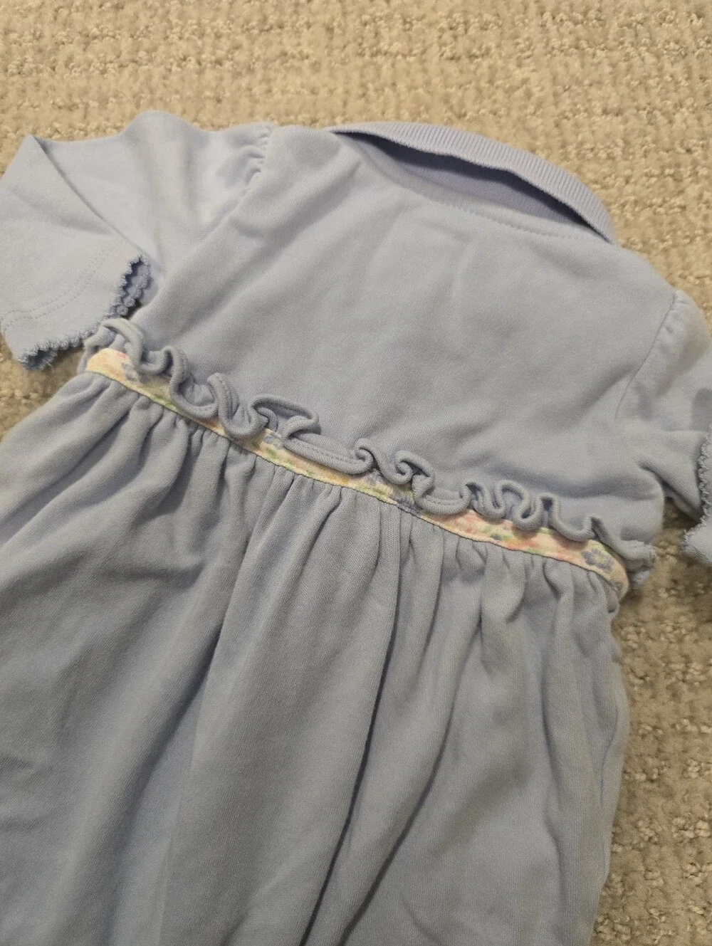Ralph Lauren Pastel Blue Long-Sleeve One-Piece with Pink Polo Logo